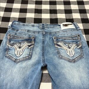 American Fighter Legend Regular Straight Jeans Mens 36 x 32 Stretch Distressed